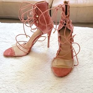 Aldo Somerly Pink Velvet Heels
